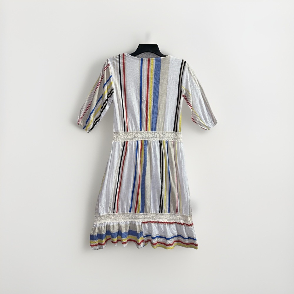ZARA Midi Dress Women's Small Multicolor Striped Boho Peasant - Picture 3 of 7